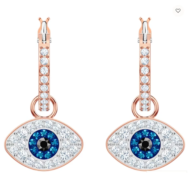 Swarovski Symbolic hoop earrings Evil Eye, Blue, Rose Gold-tone Plated - 5425857