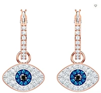 Swarovski Symbolic hoop earrings Evil Eye, Blue, Rose Gold-tone Plated - 5425857
