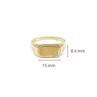 10K Yellow Gold 0.007cttw Diamond Signet Ring for Men, - /