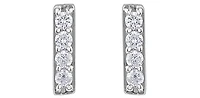 10K White Gold 0.072cttw Diamond Bar Earring - 6.5mm