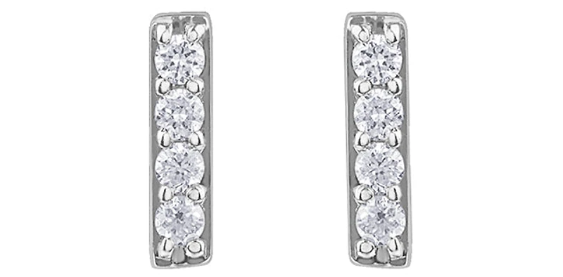 10K White Gold 0.14cttw Diamond Bar Earring