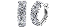 10K White Gold 0.75cttw Diamond Double Band Hoops - 12mm