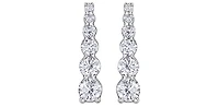 10K White Gold 1.00cttw Diamond Tappered 6 Stone Drop Earrings - 16mm x 4mm