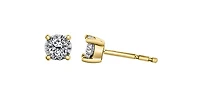 10K Two Toned Yellow and White Gold 0.50cttw Diamond Solitaire Illusion 4 Claw Setting Earrings - 5.5mm
