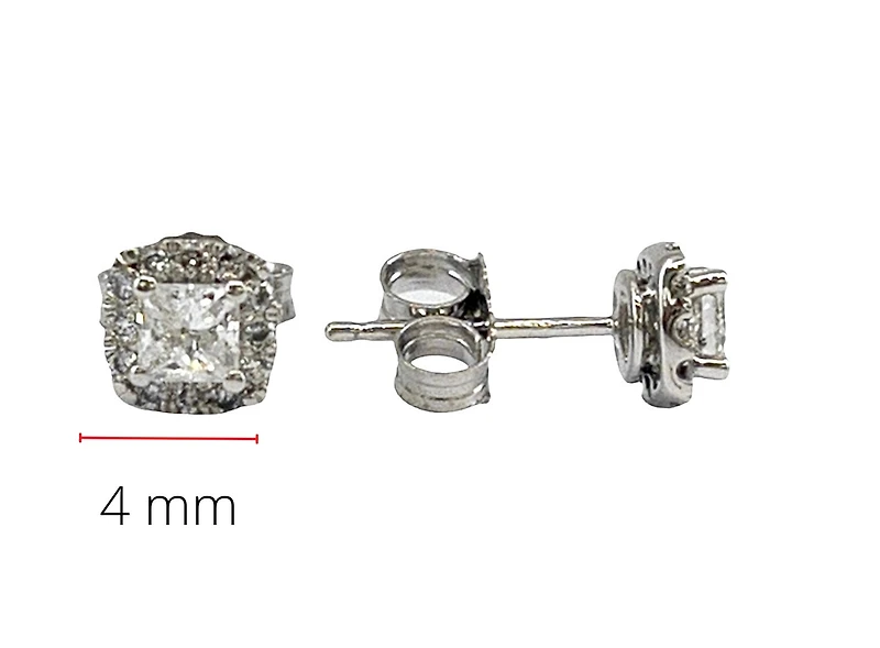 14K White Gold 0.22cttw Canadian Diamond Princess Cut Earring
