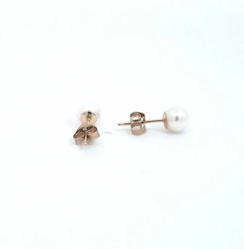14K Yellow Gold 4.5-5.0mm Cultured Pearl Earrings with Butterfly Backs