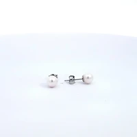 14K White Gold 5-5.5mm Cultured Pearl Earrings with Butterfly Backs