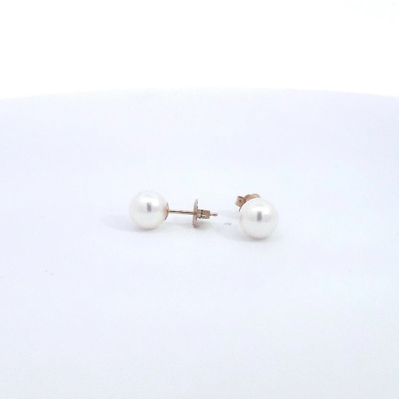 14K Yellow Gold 6.5-7.0mm Cultured Pearl Earrings with Butterfly Backs