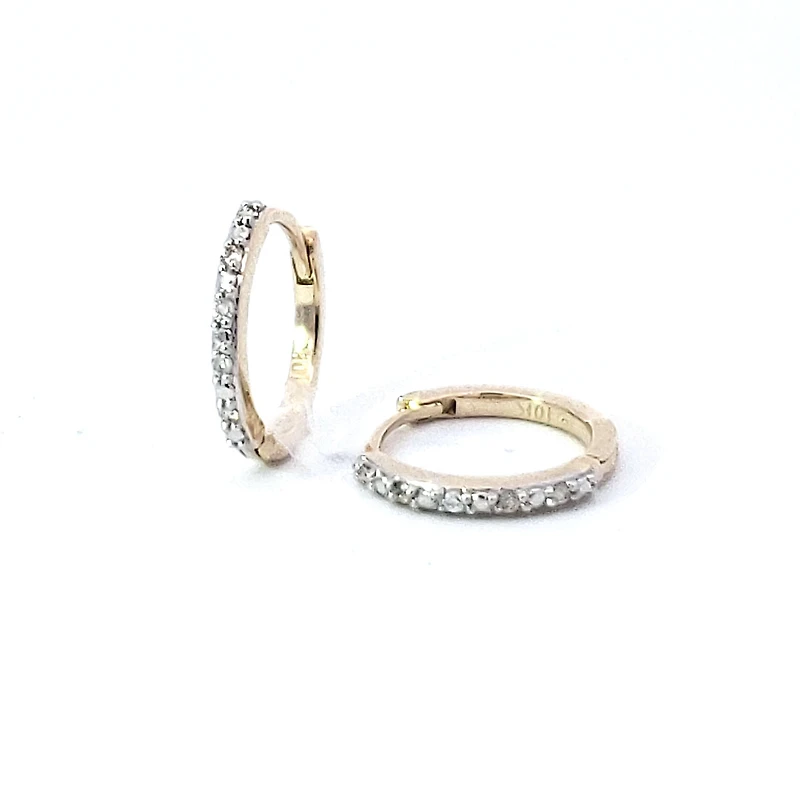10K Gold 0.05cttw Diamond Hoop / Huggie Earrings