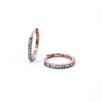 10K Rose Gold 0.05cttw Diamond Hoop / Huggie Earrings