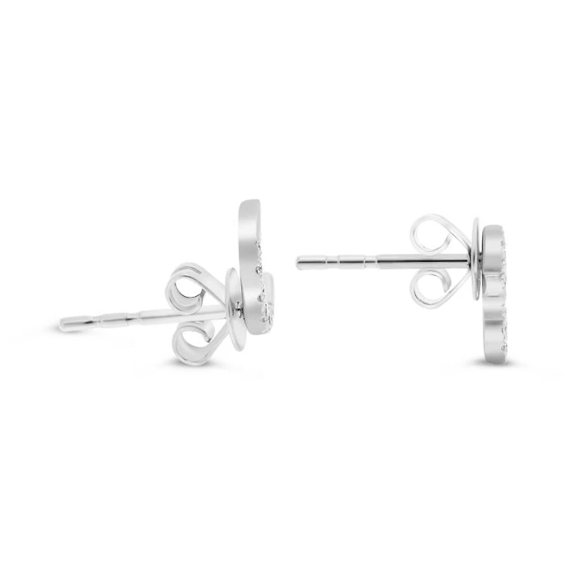 14K White Gold 0.12cttw Diamond Moon and Star Stud Earring