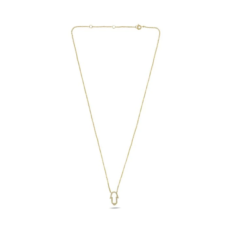 14K White Gold Diamond Necklace, 18"