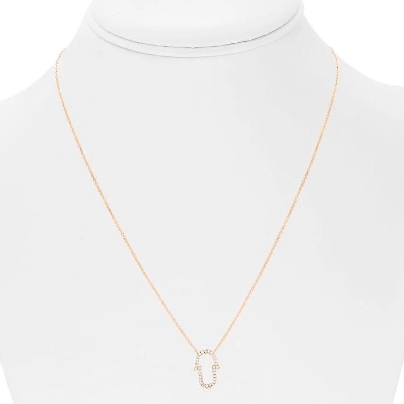14K White Gold Diamond Necklace, 18"