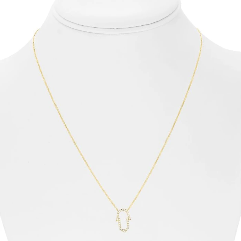 14K White Gold Diamond Necklace, 18"