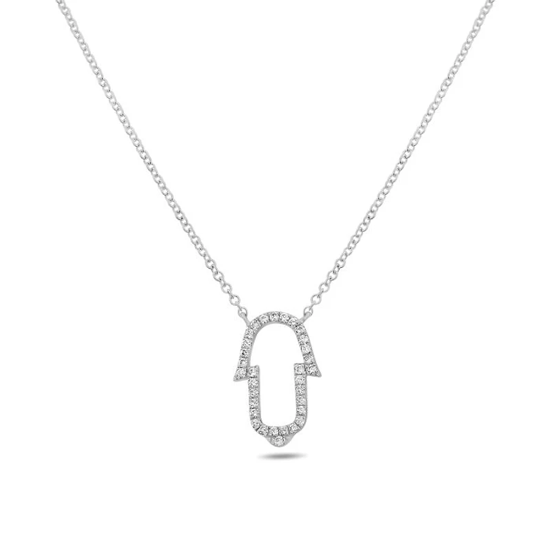 14K White Gold Diamond Necklace, 18"