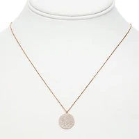 14K White Gold Diamond Pave Circle Necklace, 18"