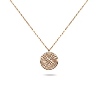 14K White Gold Diamond Pave Circle Necklace, 18"