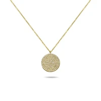 14K White Gold Diamond Pave Circle Necklace, 18"