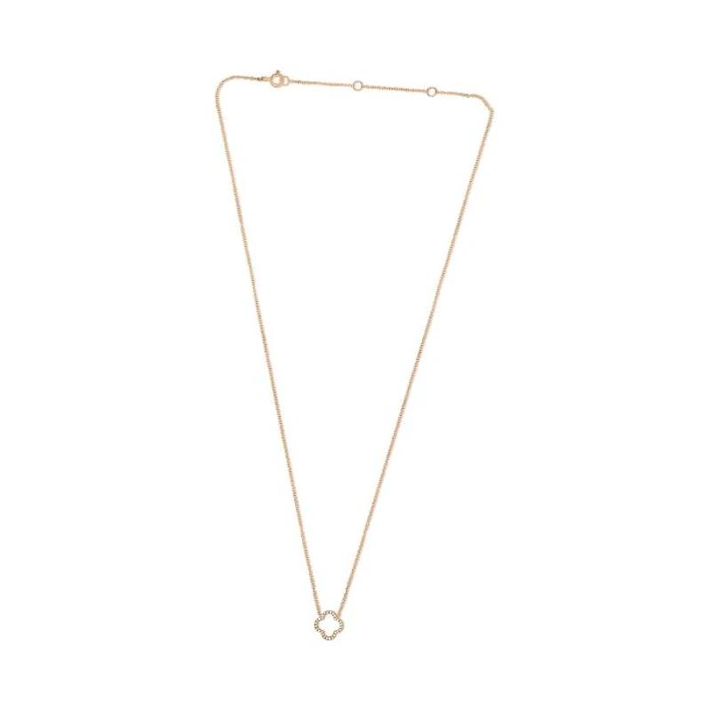 14K White Gold Diamond Quatrefoil Necklace, 18"