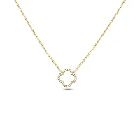 14K White Gold Diamond Quatrefoil Necklace, 18"