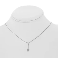 14K White Gold Diamond "Y" Shaped Necklace, 18"