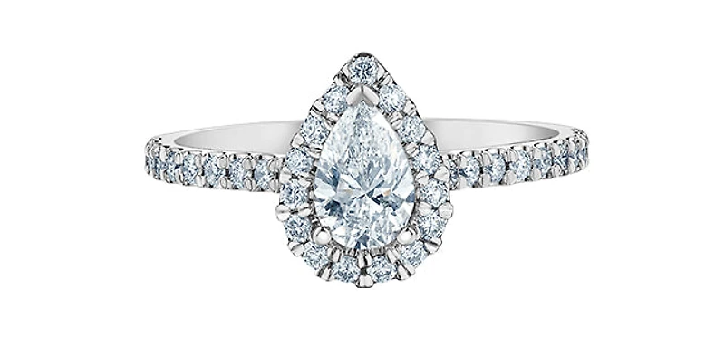 14K Gold 0.92cttw Lab Grown Diamond Pear Shape Engagement Ring - / 4