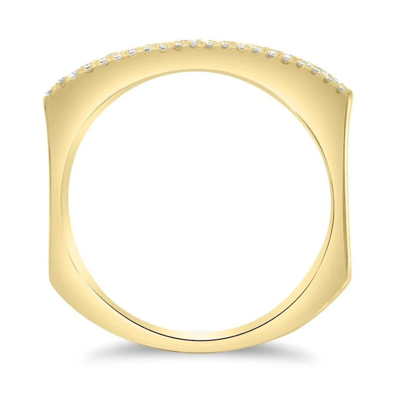 14K White, Yellow or Rose Gold 0.19cttw Diamond Three Row Indented Band - 14K White Gold