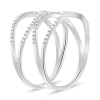14K White, Yellow or Rose Gold 0.27cttw Diamond Loop Cuff Ring - 14K White Gold