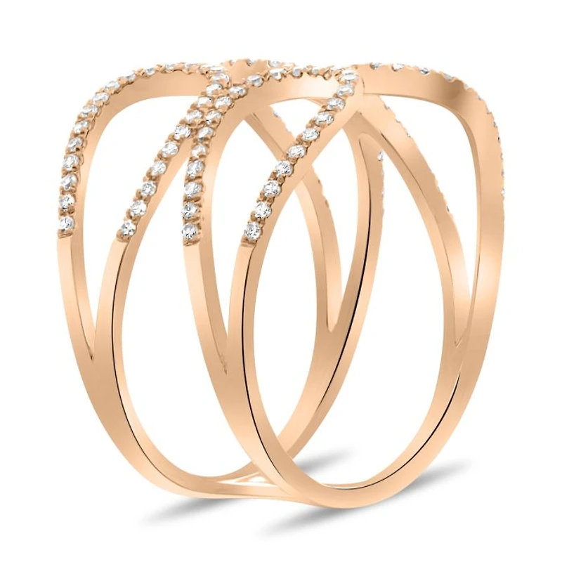 14K White, Yellow or Rose Gold 0.27cttw Diamond Loop Cuff Ring - 14K White Gold