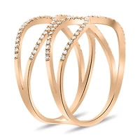 14K White, Yellow or Rose Gold 0.27cttw Diamond Loop Cuff Ring - 14K White Gold