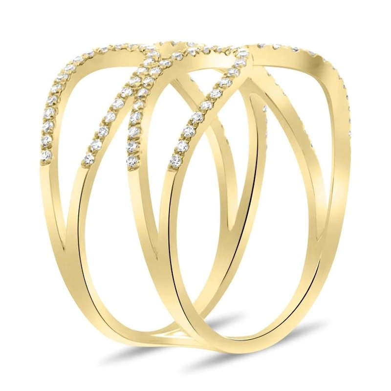 14K White, Yellow or Rose Gold 0.27cttw Diamond Loop Cuff Ring - 14K White Gold