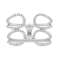 14K White, Yellow or Rose Gold 0.27cttw Diamond Loop Cuff Ring - 14K White Gold