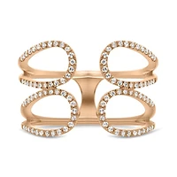 14K White, Yellow or Rose Gold 0.27cttw Diamond Loop Cuff Ring - 14K White Gold