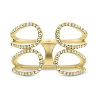 14K White, Yellow or Rose Gold 0.27cttw Diamond Loop Cuff Ring - 14K White Gold