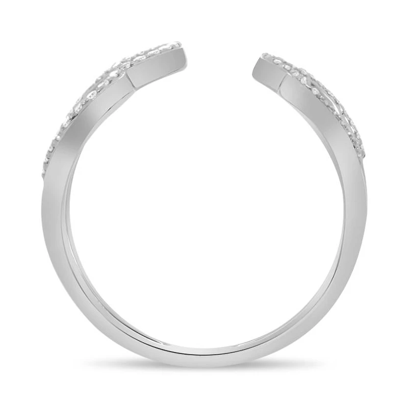 14K White, Yellow or Rose Gold 0.16cttw Diamond Tapered Pave Cuff Ring - 14K White Gold / 5