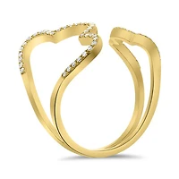 14K White, Yellow or Rose Gold 0.16cttw Diamond Tapered Pave Cuff Ring - 14K White Gold / 5