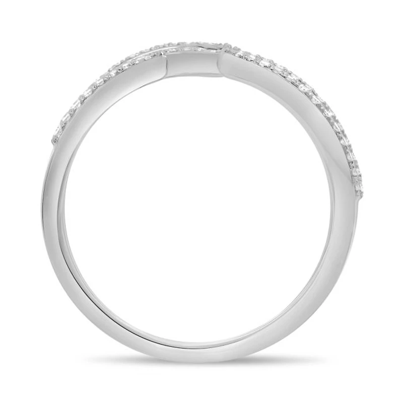 14K White, Yellow or Rose Gold 0.20cttw Open Wave Diamond Pave Ring - 14K White Gold