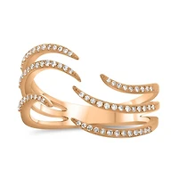 14K White, Yellow or Rose Gold 0.20cttw Open Wave Diamond Pave Ring - 14K White Gold