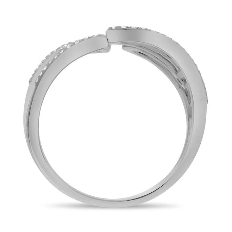 14K White, Yellow or Rose Gold 0.28cttw Double Heart Diamond Cuff Ring - 14K White Gold / 4.5