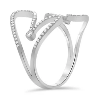 14K White, Yellow or Rose Gold 0.28cttw Double Heart Diamond Cuff Ring - 14K White Gold / 4.5