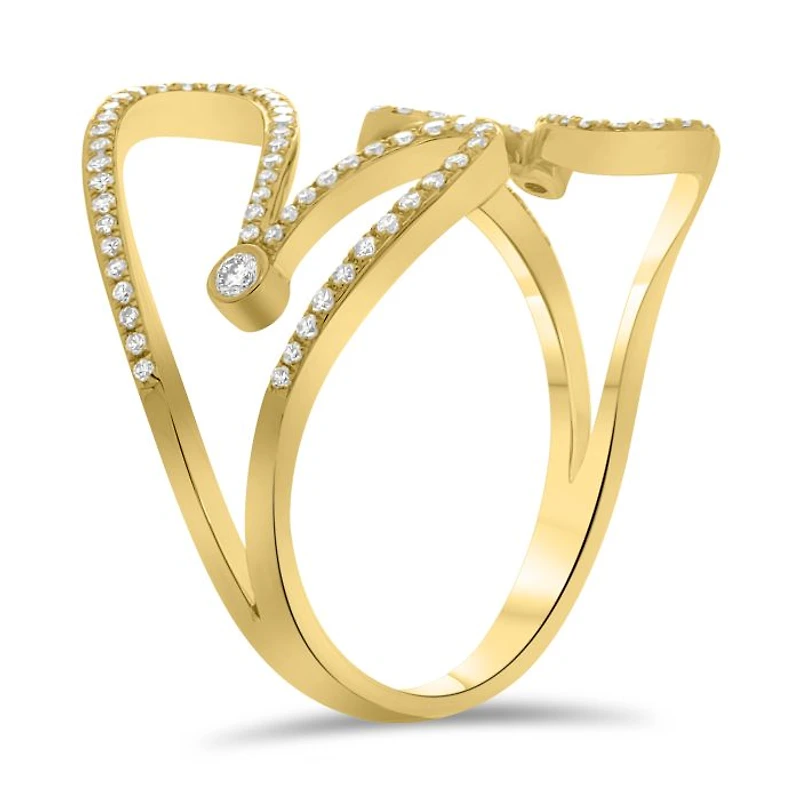 14K White, Yellow or Rose Gold 0.28cttw Double Heart Diamond Cuff Ring - 14K White Gold / 4.5