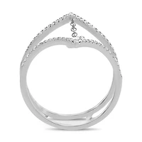 14K White, Yellow or Rose Gold 0.26cttw Diamond Chevron Split Shank Ring - 14K White Gold