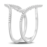 14K White, Yellow or Rose Gold 0.26cttw Diamond Chevron Split Shank Ring - 14K White Gold