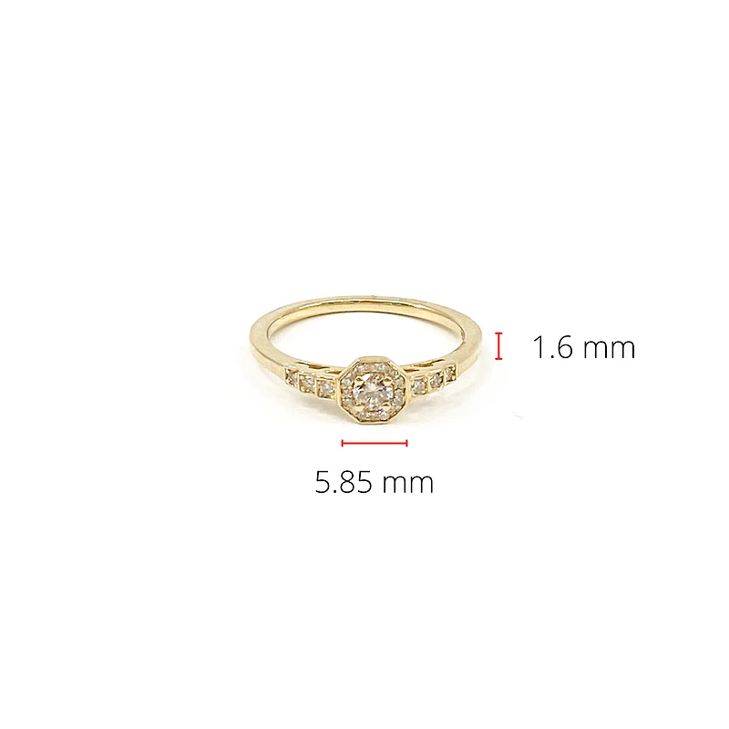 10K Yellow Gold 0.40cttw Canadian Diamond  Halo Engagement Ring, size 6.5 - 6.5