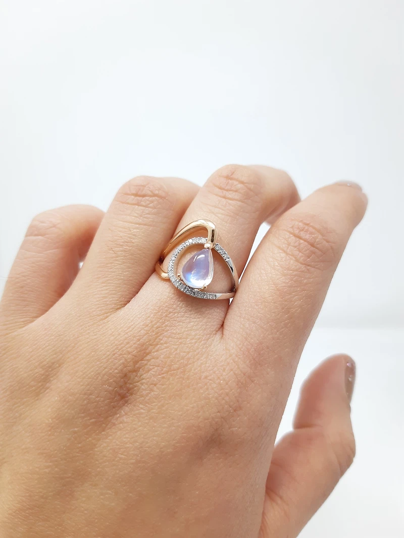 Moonstone and Diamond Ring