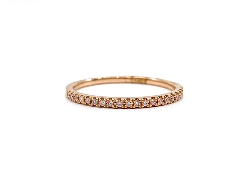 14K Rose Gold 0.09cttw Pink Diamond Band - Size 6.5