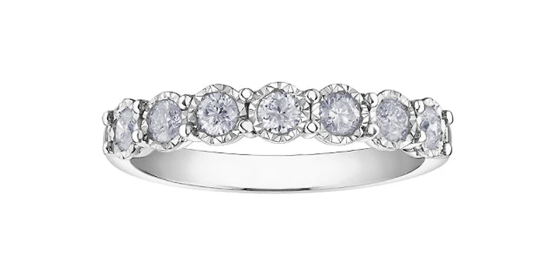 10K White Gold 0.35cttw Illusion Setting Diamond Ring - Size 6.5