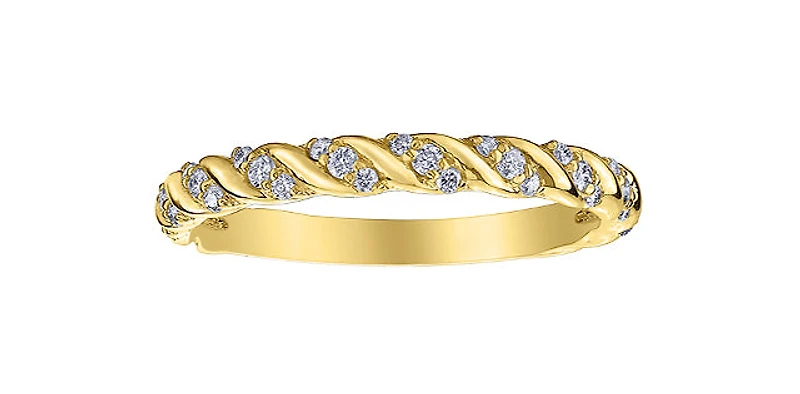 10K Yellow Gold 0.20cttw Diamond Twist Ring - Size 6.5