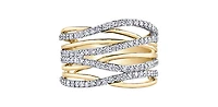 10K Two Tone Yellow and White Gold 1.00cttw Diamond Twist Ring - 4.5