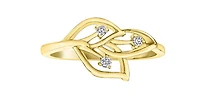 10K Yellow Gold 0.05cttw Diamond Leaf Design Ring - Size 6.5
